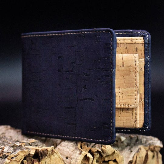 Мъжки портфейл от корк черен с джоб за монети - BAG-2006-C