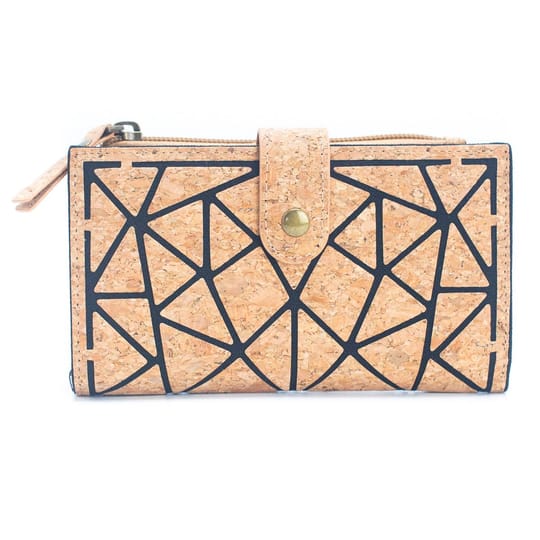 Дамски портфейл с геометрични фигури от корк  - BAG-2244