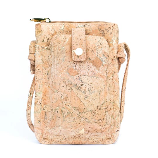 Дамски калъф за телефон от корк - магнитно закопчаване, регулируема дръжка за рамо BAG-2300