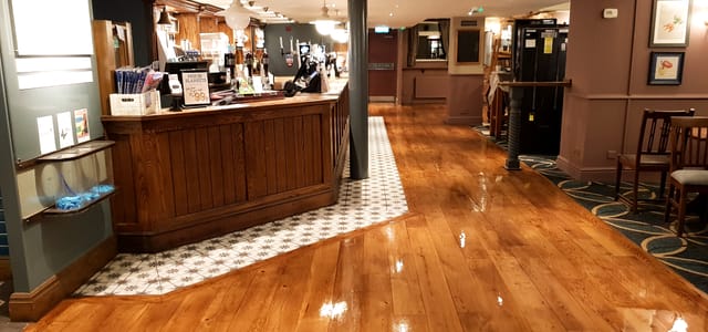 pub, renovation floor mat varnish