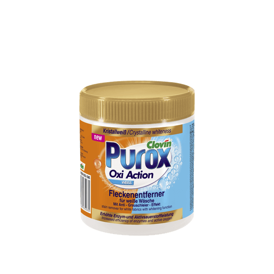 Purox Oxi Препарат за Премахване на Петна на Прах за Бели тъкани 750g.