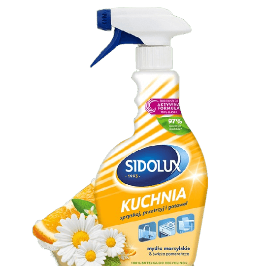 Sidolux KUCHNIA – Спрей за кухня с марсилски сапун и портокал, 500 мл.