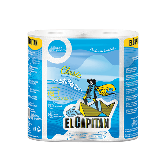 El Capitan Кухненска хартия 2 ролки, 55 листа, 2 пласта