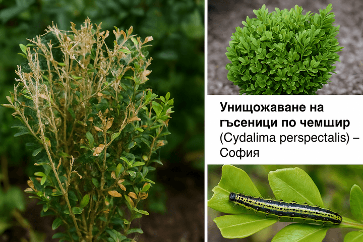 Унищожаване на гъсеници по чемширите от Инсект Контрол