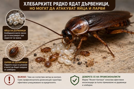 Хлебарките рядко ядат дървеници