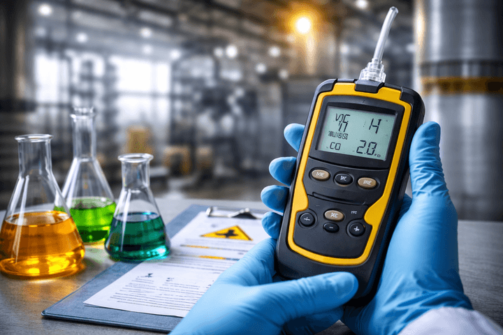 man holding measurement tool