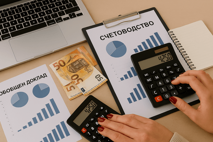 woman hands on calculator , clipboard with paperworks, laptop and money on desk 