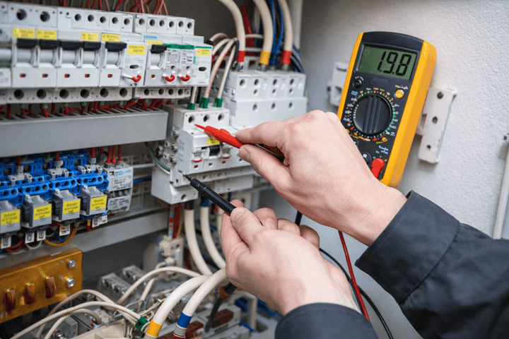 man hands holding measurement tool