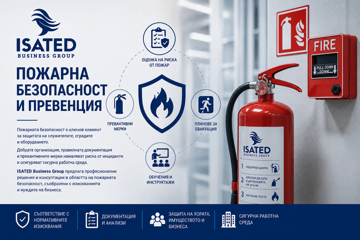Пожарна безопасност и превенция от ISATED Business Group – професионални решения за защита и безопасна работна среда