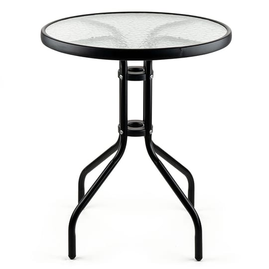 Метална маса със стъклен плот 60x74cm