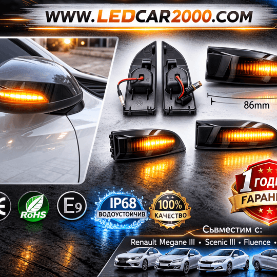 Динамични лед мигачи за огледала RENAULT
