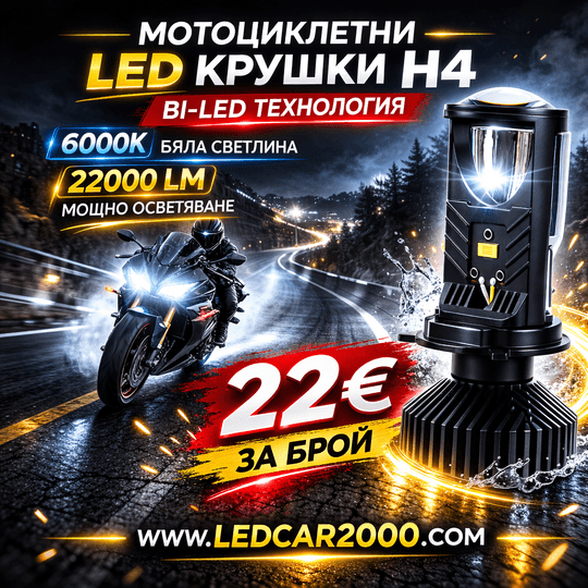 H4 BI-LED Лупа за МОТОЦИКЛЕТ