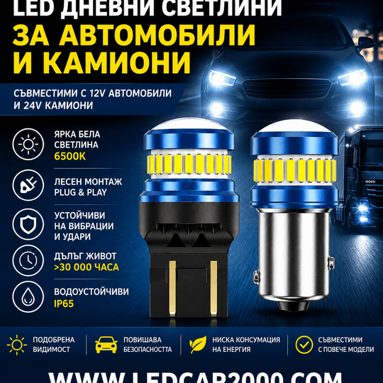 LED Дневни Светлини 6500K – 4014+3030 SMD