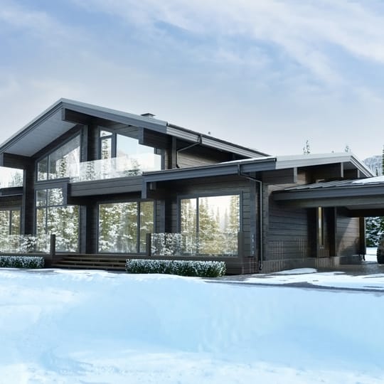 Луксозна двуетажна дървена къща 396