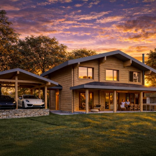 Луксозна двуетажна дървена къща 285