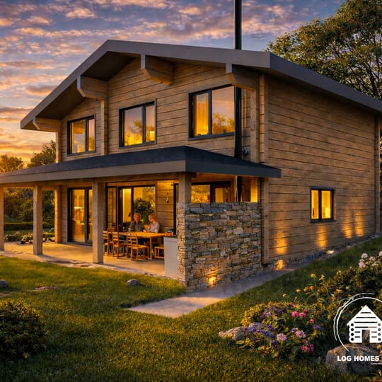 Луксозна двуетажна дървена къща 285