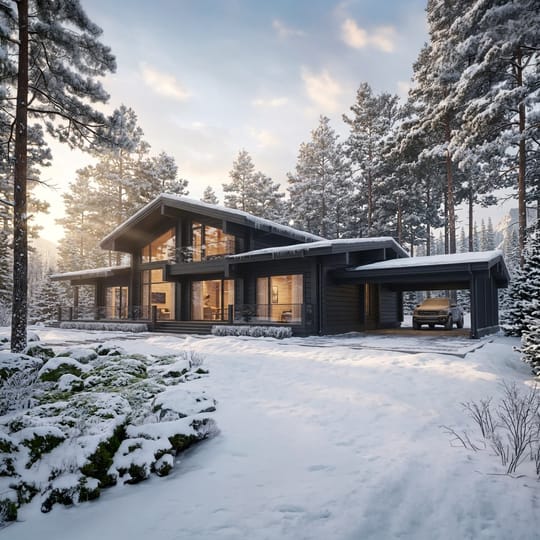 Луксозна двуетажна дървена къща 396