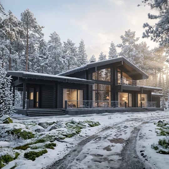 Луксозна двуетажна дървена къща 346