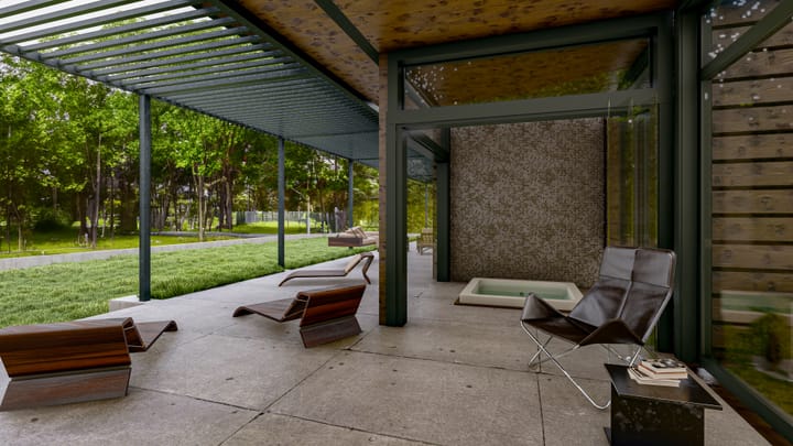 дървена къща с плосък покрив