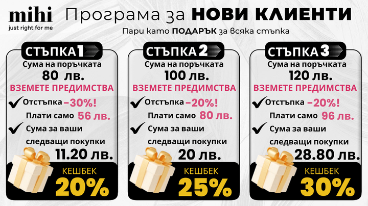 Програма за нови клиенти - пари като подарък за всяка стъпка!