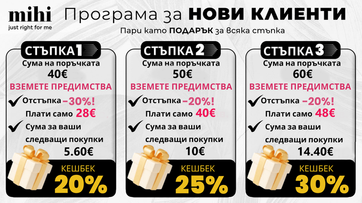 Програма за нови клиенти - пари като подарък за всяка стъпка!