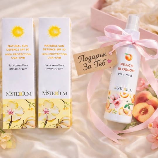 2 броя Минерален слънцезащитен крем за лице SPF 50 + подарък Мист за коса