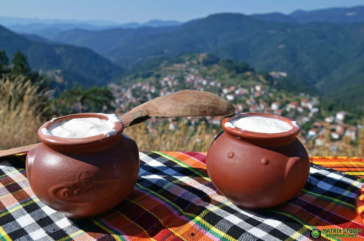 Bulgarian yoghurt in the mountains