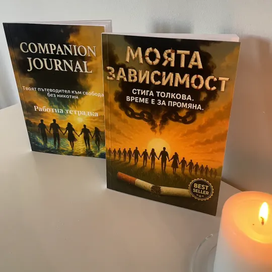 Книгата и работната тетрадка „Моята зависимост“ на светлината на свещ