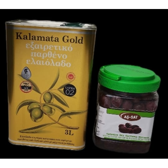 Маслиново масло Kalamata Gold 3 литрa + маслини Kalamata без костилка 700 гр