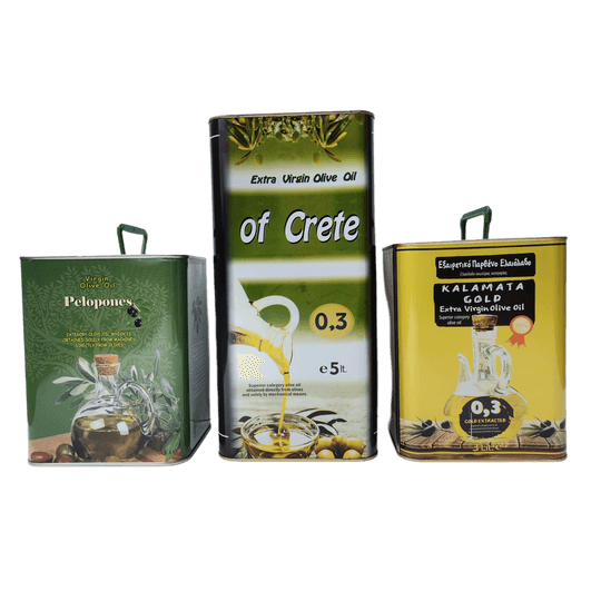 Маслиново масло Екстра Вържин Crete 5 литра+3 литра Pelopones+3 литра Kalamata Gold