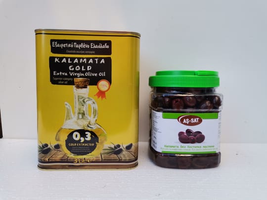 "СТАРТОВ ПАКЕТ"2 Маслиново масло Kalamata Gold 3 литрa + Kalamata без костилка 700 гр