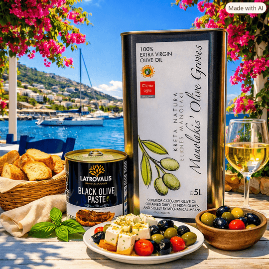 Маслиново масло EVOO Manolakis  5 литра + подарък Маслинова паста 840 гр.