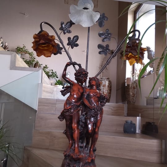 Винтидж луксозна фигурална лампа „Романтична двойка“ 