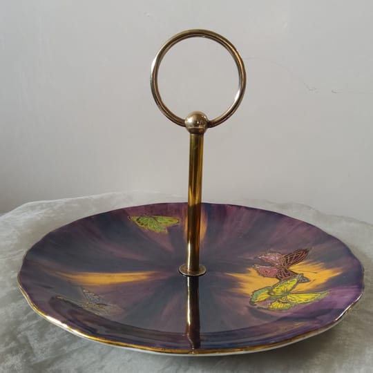 Антикваен поднос с nenеруди и лустро в стил Арт Деко, Burslem, Еngland