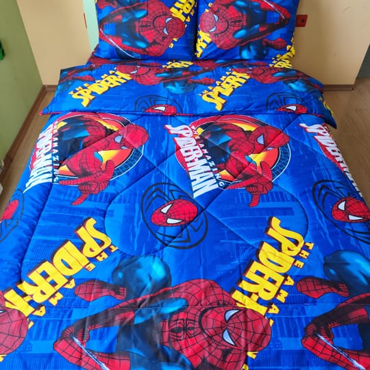 Детски Комплект Син Паяк с олекотена завивка