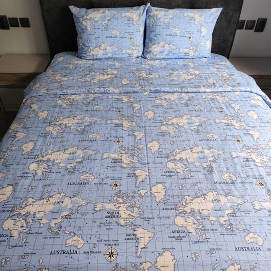 Комплект Карта Син с олекотена завивка