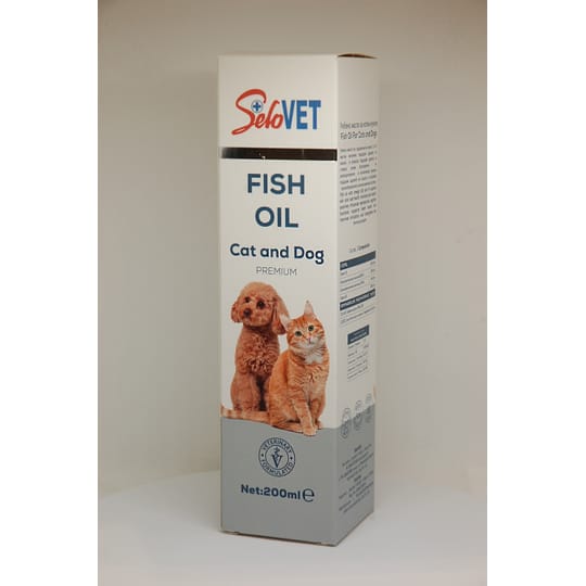 Рибено масло ПРЕМИУМ - богато на омега 3, 6, 9 мастни киселини, подходящо за кучета и котки - 200 мл