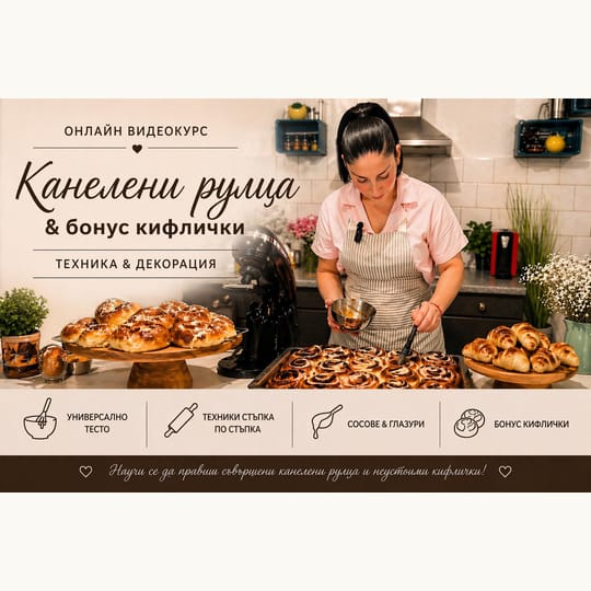 Онлайн Видеокурс: Канелени рулца & бонус - кифлички