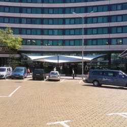 View from the Parliament building toward the hotel entrance and membrane structure
