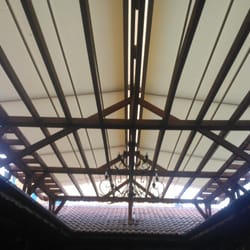 Two pergolas forming a shared roof at Neptune Restaurant, Sunny Beach – stylish and functional