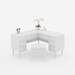 Ъглова тоалетка с чекмеджета и табуретка по поръчка Uglova toaletka s chekmedzheta i taburetka po poruchka