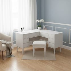 Ъглова тоалетка с чекмеджета и табуретка по поръчка Uglova toaletka s chekmedzheta i taburetka po poruchka