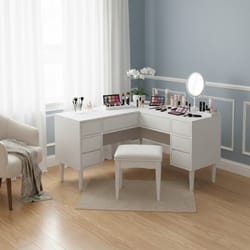 Ъглова тоалетка с чекмеджета и табуретка по поръчка Uglova toaletka s chekmedzheta i taburetka po poruchka