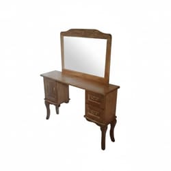 Елегантна дървена тоалетка в ретро стил с огледало и шкафове е направена по поръчка - Elegantna dyrvena toaletka v retro stil s ogledalo i shkafove e napravena po porychka