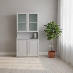 Висок бюфет с матирани стъклени врати и долен шкаф по поръчка Visok buffet s matirani stykleni vrati i dolen shkaf po poruchka