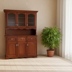 Класически кухненски бюфет с три стъклени врати и три чекмеджета по поръчка Klasicheski kuhnenski buffet s tri stykleni vrati i tri chekmedjeta po poruchka