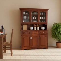 Класически кухненски бюфет с три стъклени врати и три чекмеджета по поръчка Klasicheski kuhnenski buffet s tri stykleni vrati i tri chekmedjeta po poruchka