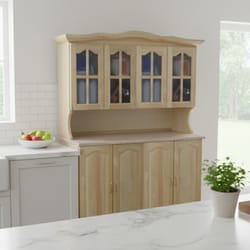 Широк кухненски бюфет с четири витрини и четири долни врати по поръчка Shirok kuhnenski buffet s chetiri vitrini i chetiri dolni vrati po poruchka