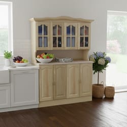 Широк кухненски бюфет с четири витрини и четири долни врати по поръчка Shirok kuhnenski buffet s chetiri vitrini i chetiri dolni vrati po poruchka