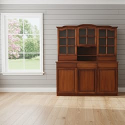 Широк бюфет с четири витрини и три долни врати по поръчка Shirok buffet s chetiri vitrini i tri dolni vrati po poruchka